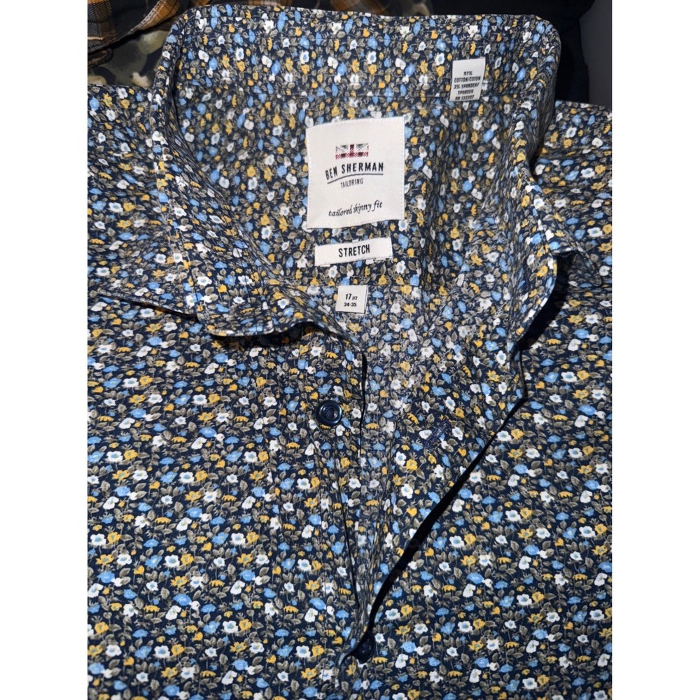 Ben Sherman Skinny Fit Stretch‎ LS Floral Shirt, Excellent